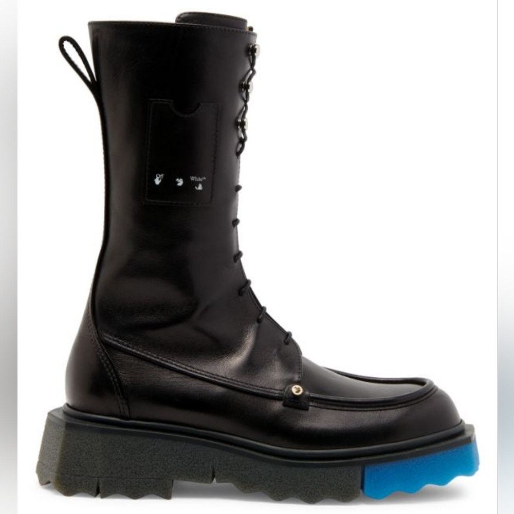 NIB OFF-WHITE Leather Sponge Sole Pocket Combat Boots size 37